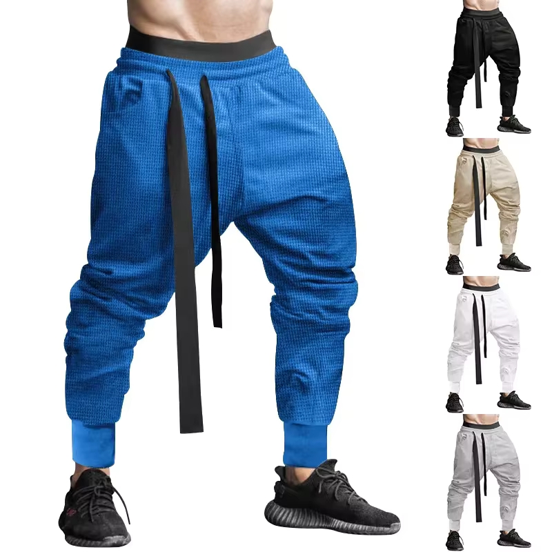 Mens Fashion Young - New Waffle Pants Men's Hop Solid
