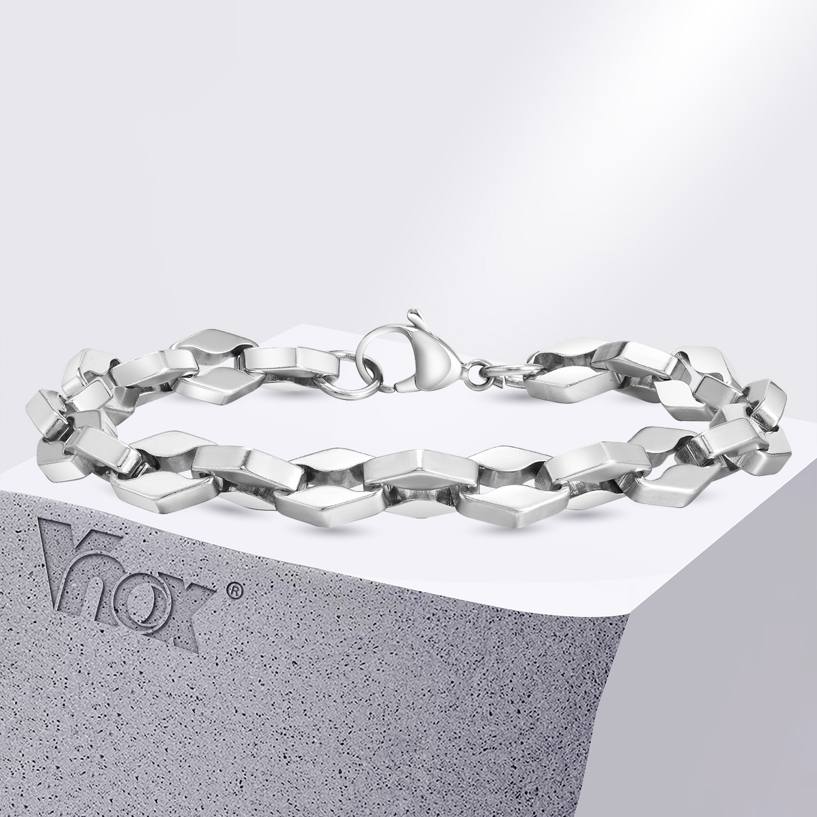 Mens Fashion In 1980S - Vnox Simple Rhombus Link Chain Bracelets