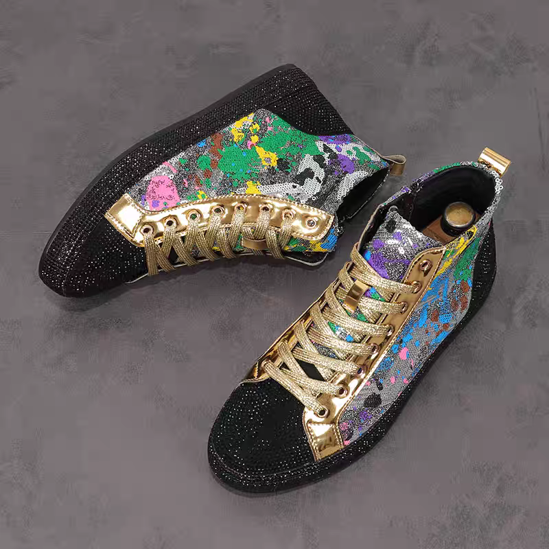 Men'S Fashion For 30 Year Olds - European fashion rhinestone sequin men's high
