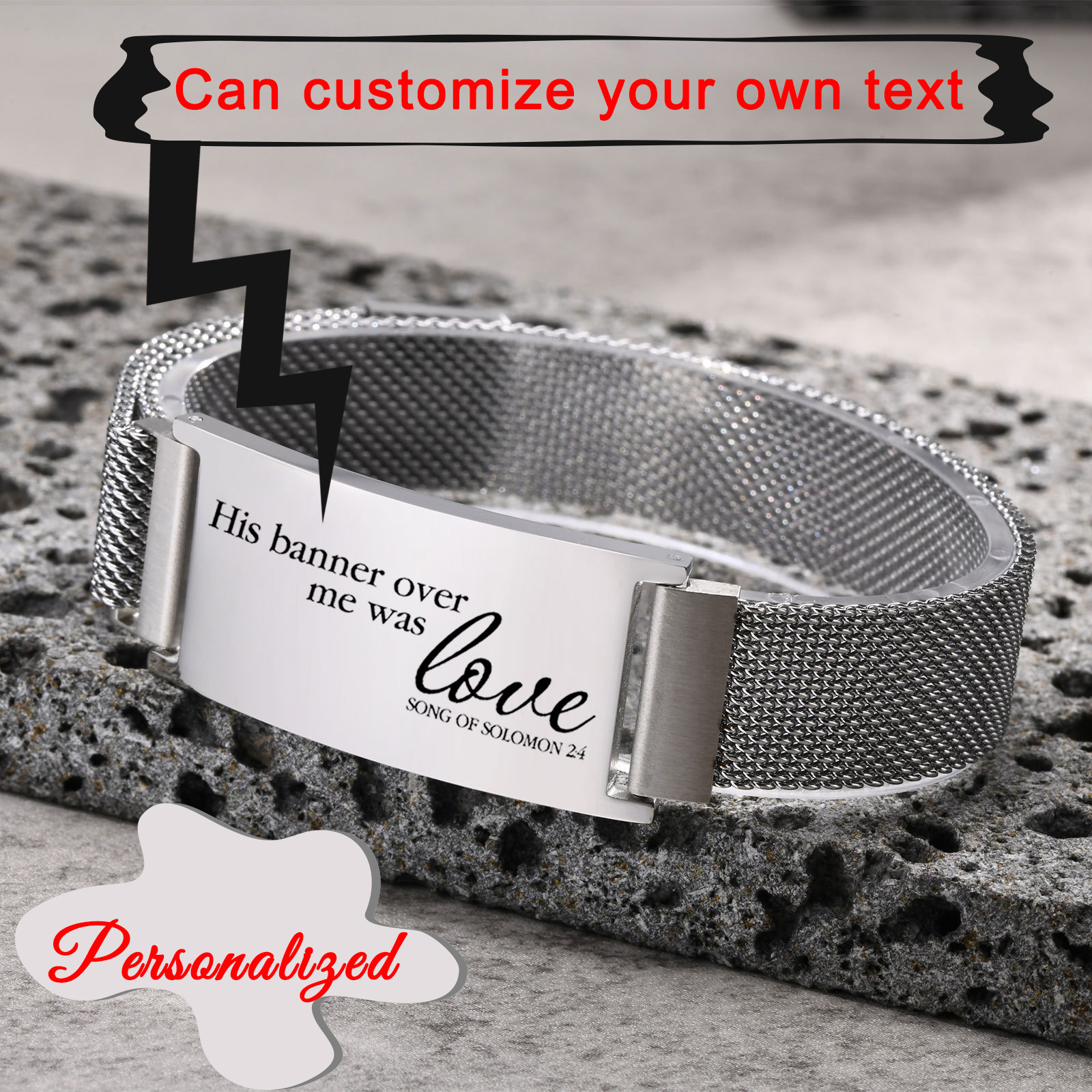 Mens Fashion Young - Custom Man Wide Bracelet Christian Black