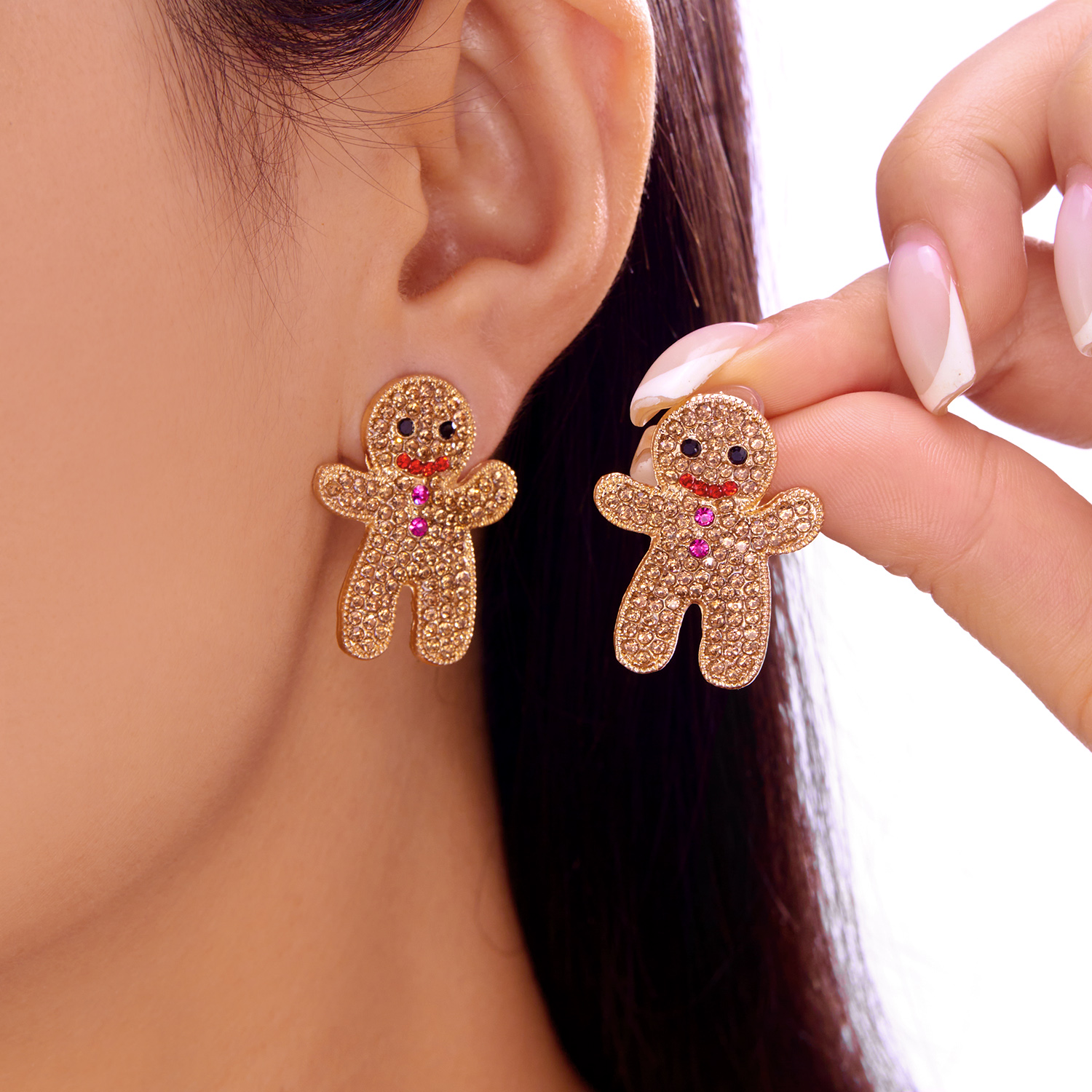 Men'S Fashion Xmas Party - Christmas Collection Shiny Zircon Gingerbread Man