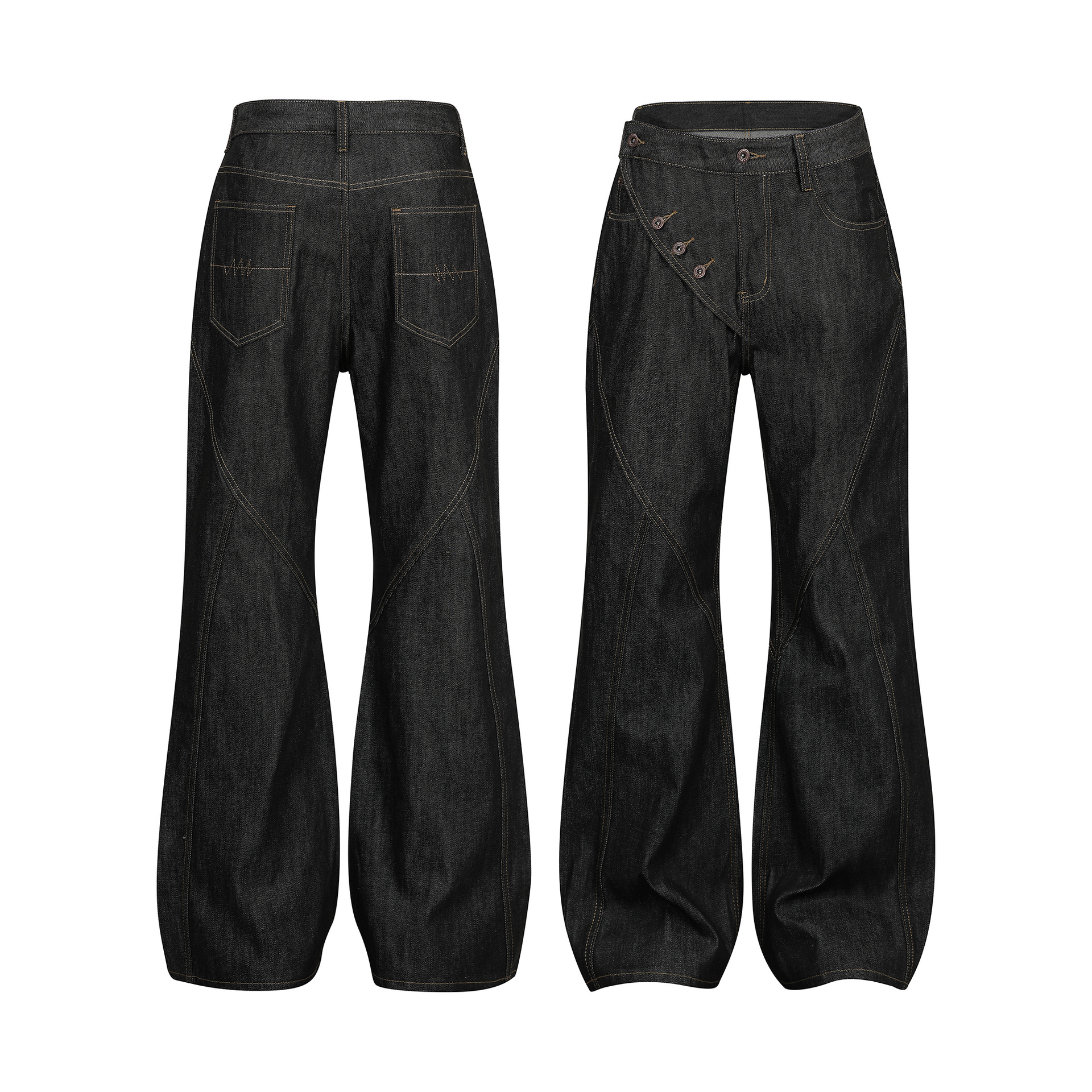 Men'S Fashion Jeans And Boots - High Street Irregular Fashion Jeans Men