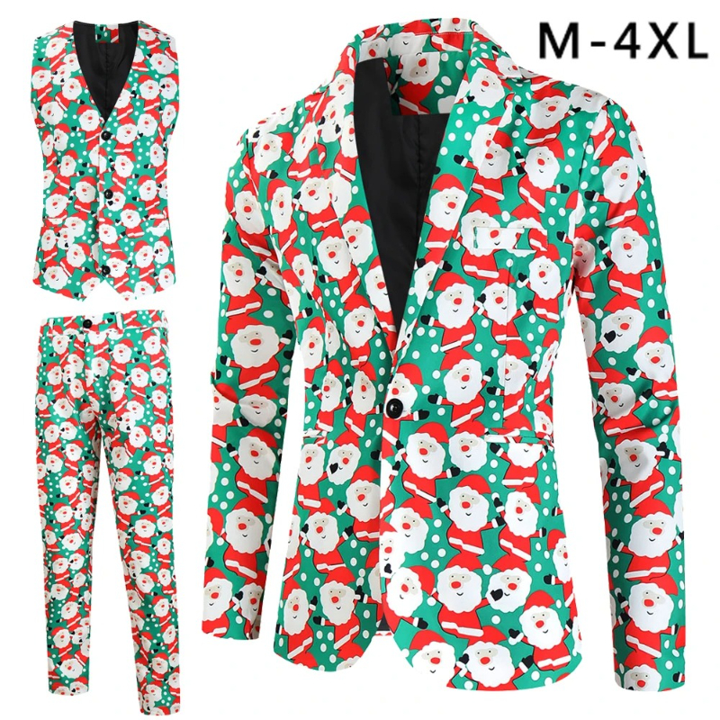 Men'S Fashion Xmas Party - Fashion Christmas Printing Dress Up Men