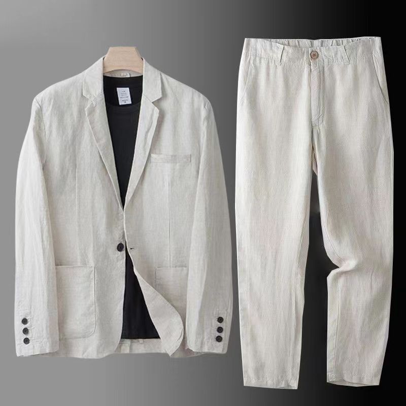 Men'S Fashion Clothing - Spring Autumn Fashion Men Linen Two-piece