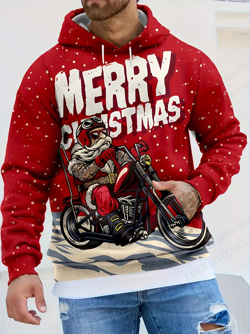 Men'S Fashion Xmas Party - 3d Print Santa Claus Elk Hoodies
