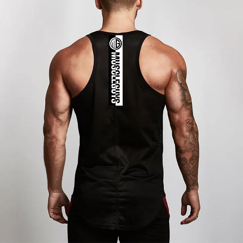 Men'S Fashion Undershirt - Mesh Brand Workout Vest Fashion Cotton