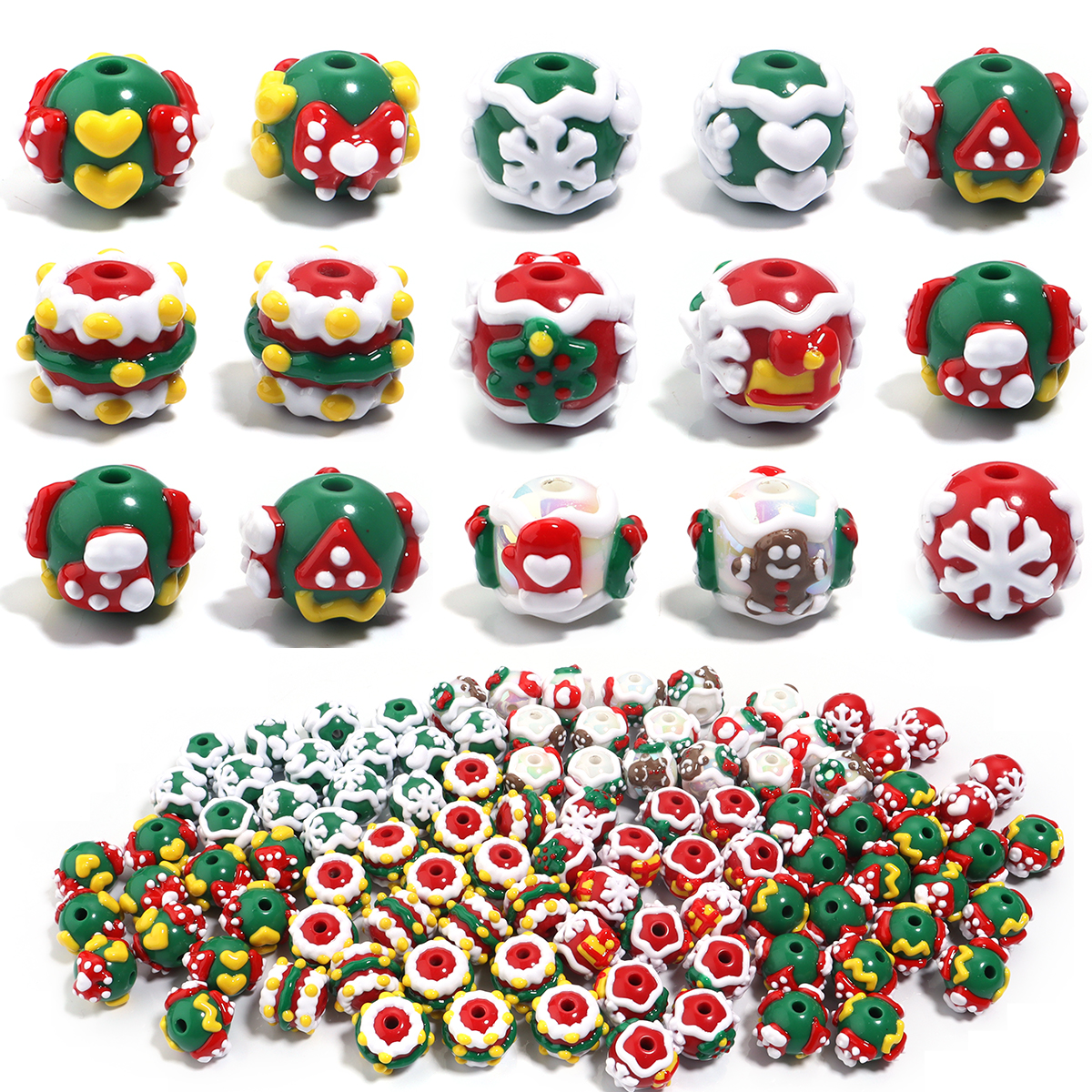 Men'S Fashion Xmas Party - 5pcs/lot Chrismas Acrylic Beads Hand-drawn Xmas