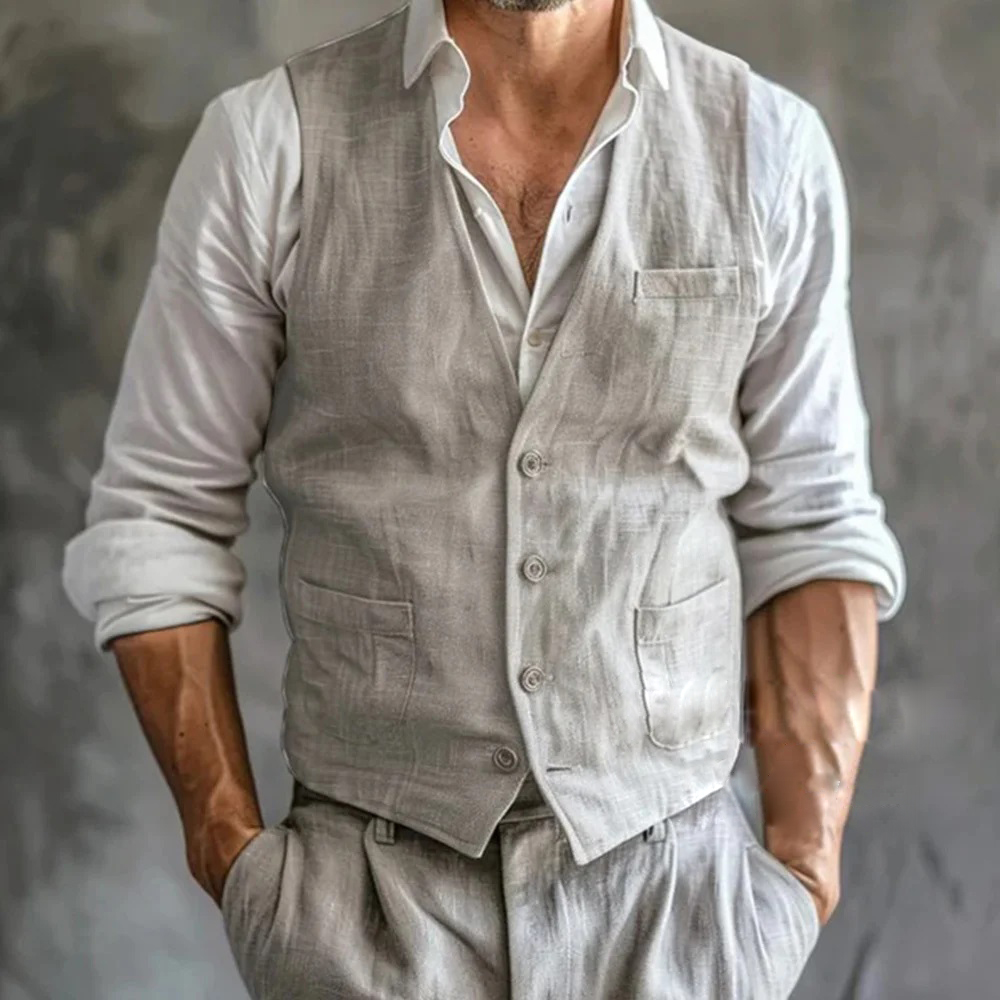 Men's Linen Vest Summer Male G - Formal Waistcoat Vest recensione e prezzo