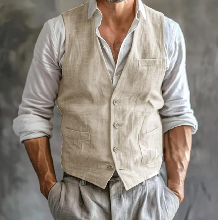 Men's Linen Vest Summer Male G - Formal Waistcoat Vest recensione e prezzo