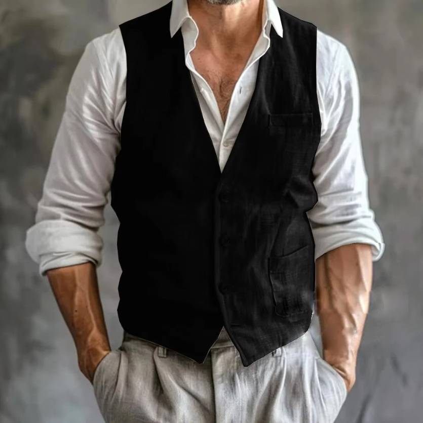 Men's Linen Vest Summer Male G - Formal Waistcoat Vest recensione e prezzo