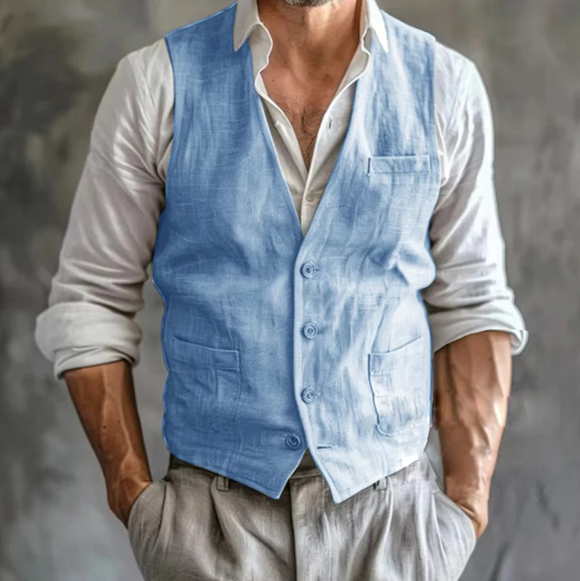 Men's Linen Vest Summer Male G - Formal Waistcoat Vest recensione e prezzo