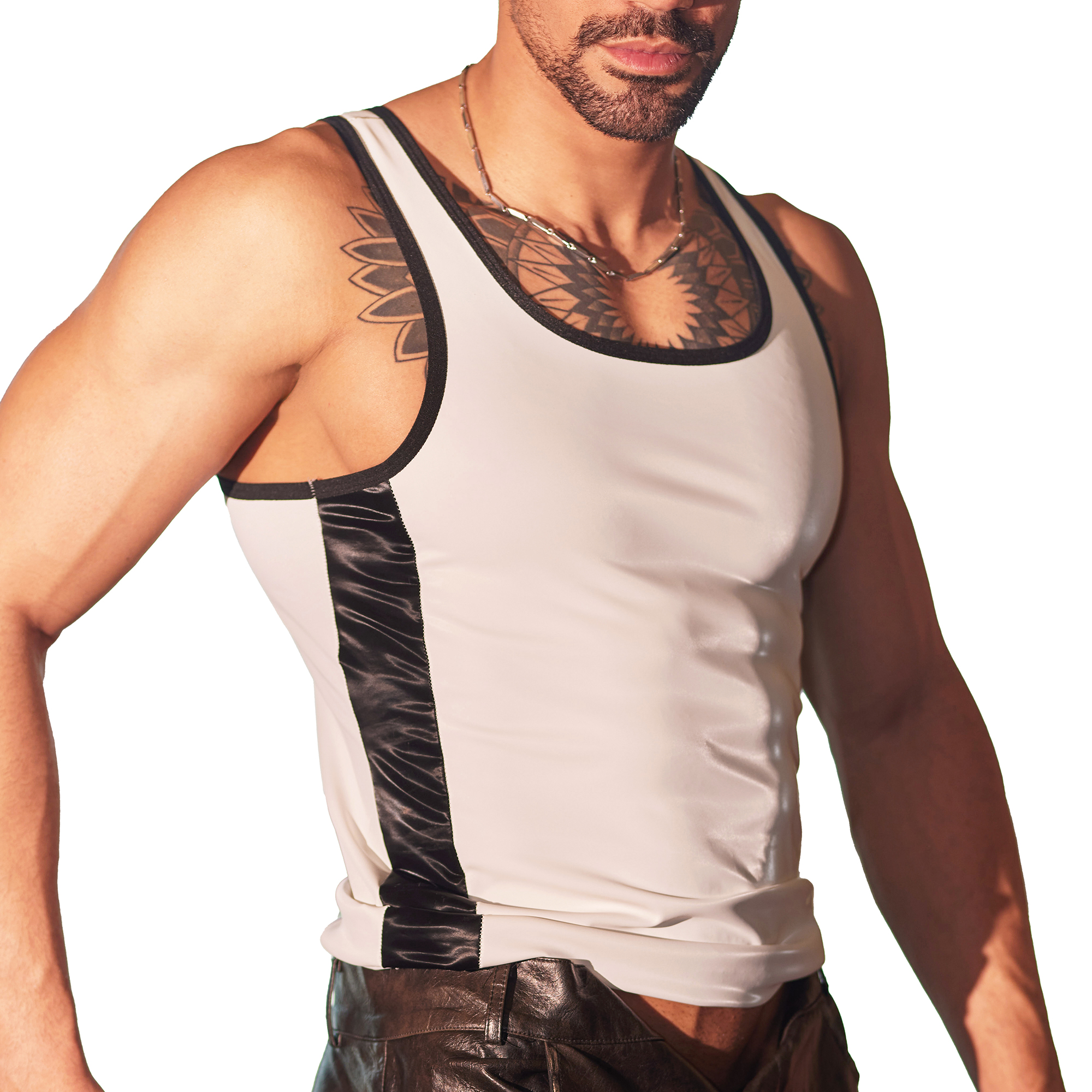 Men Faux Leather Sleeveless T- - Men'S Fashion Undershirt recensione e prezzo
