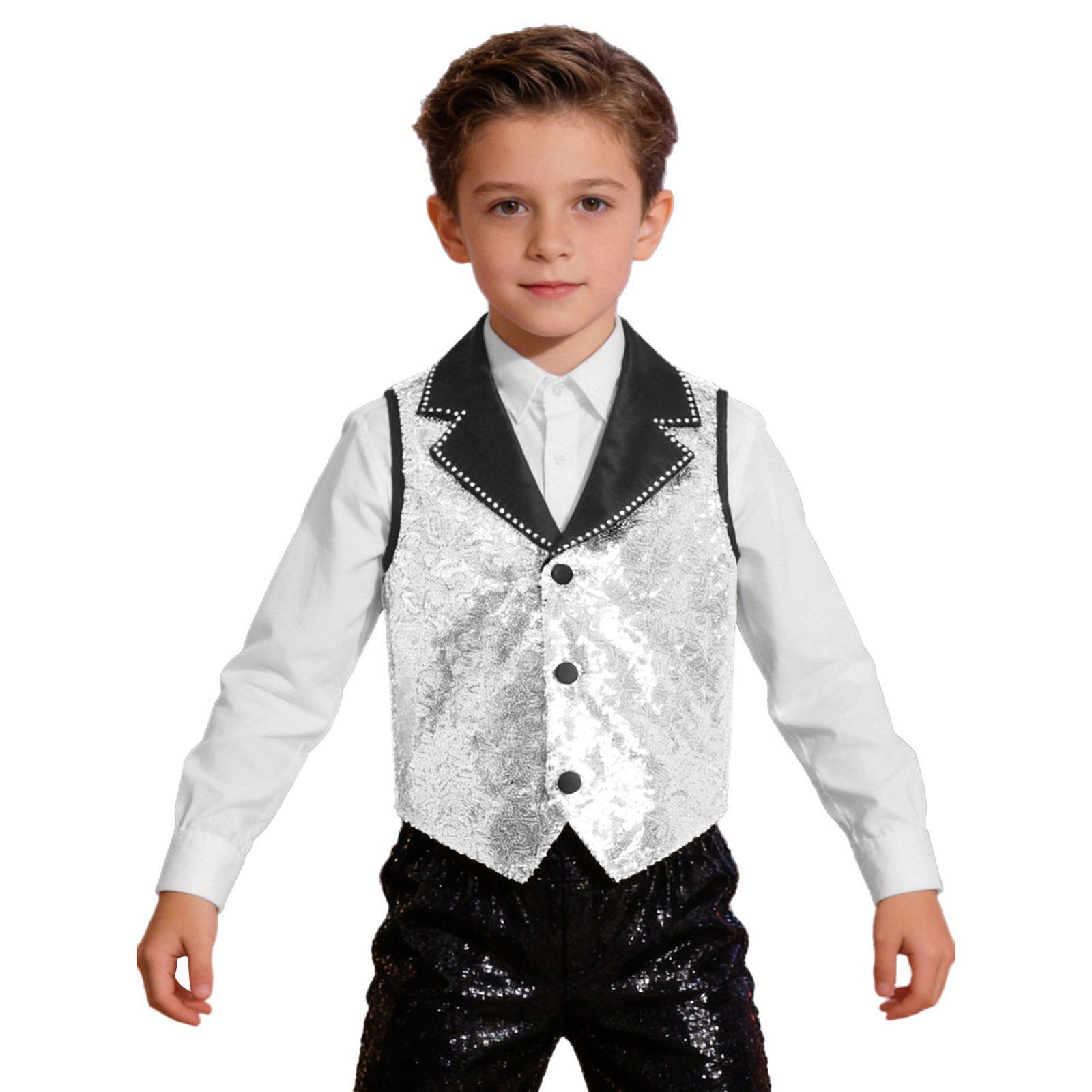 Boys Girls Vest Shiny Sequin S - Formal Waistcoat Vest recensione e prezzo