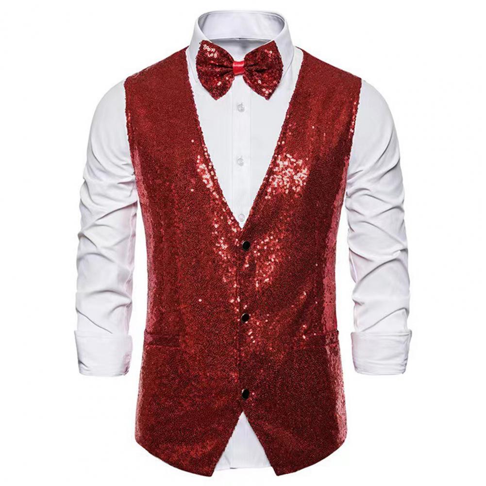 Men Sequin Waistcoat Sleeveles - Formal Waistcoat Vest recensione e prezzo