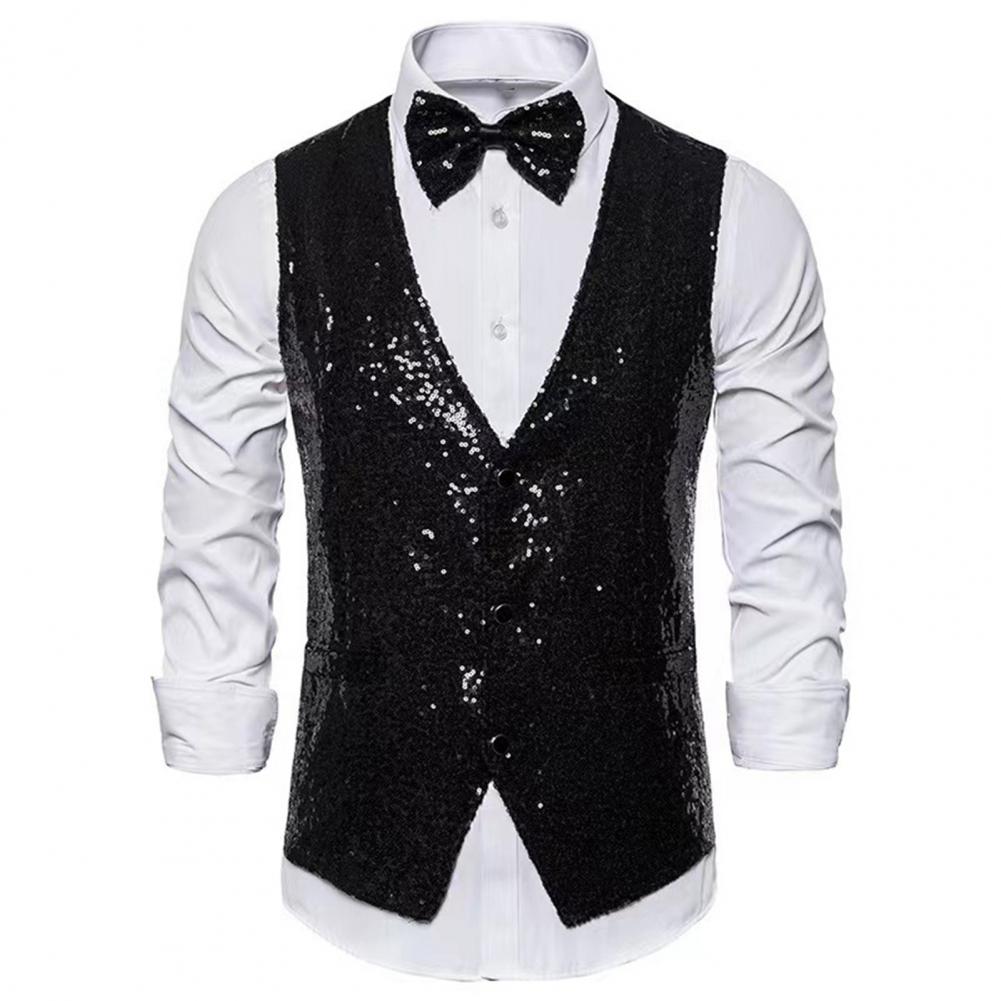 Men Sequin Waistcoat Sleeveles - Formal Waistcoat Vest recensione e prezzo
