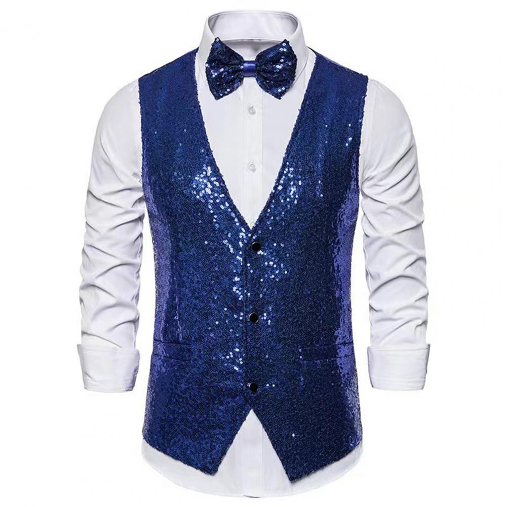 Men Sequin Waistcoat Sleeveles - Formal Waistcoat Vest recensione e prezzo