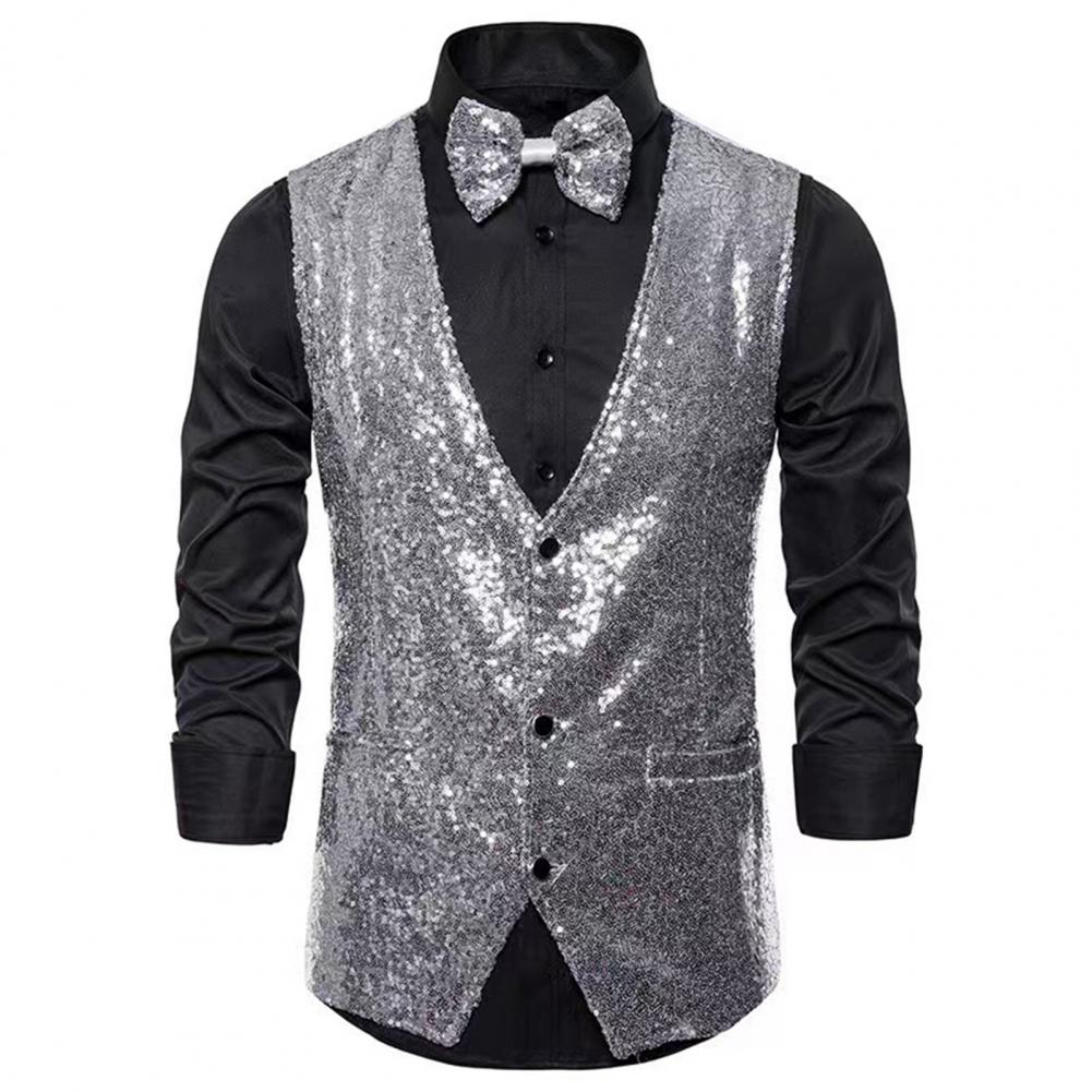 Men Sequin Waistcoat Sleeveles - Formal Waistcoat Vest recensione e prezzo