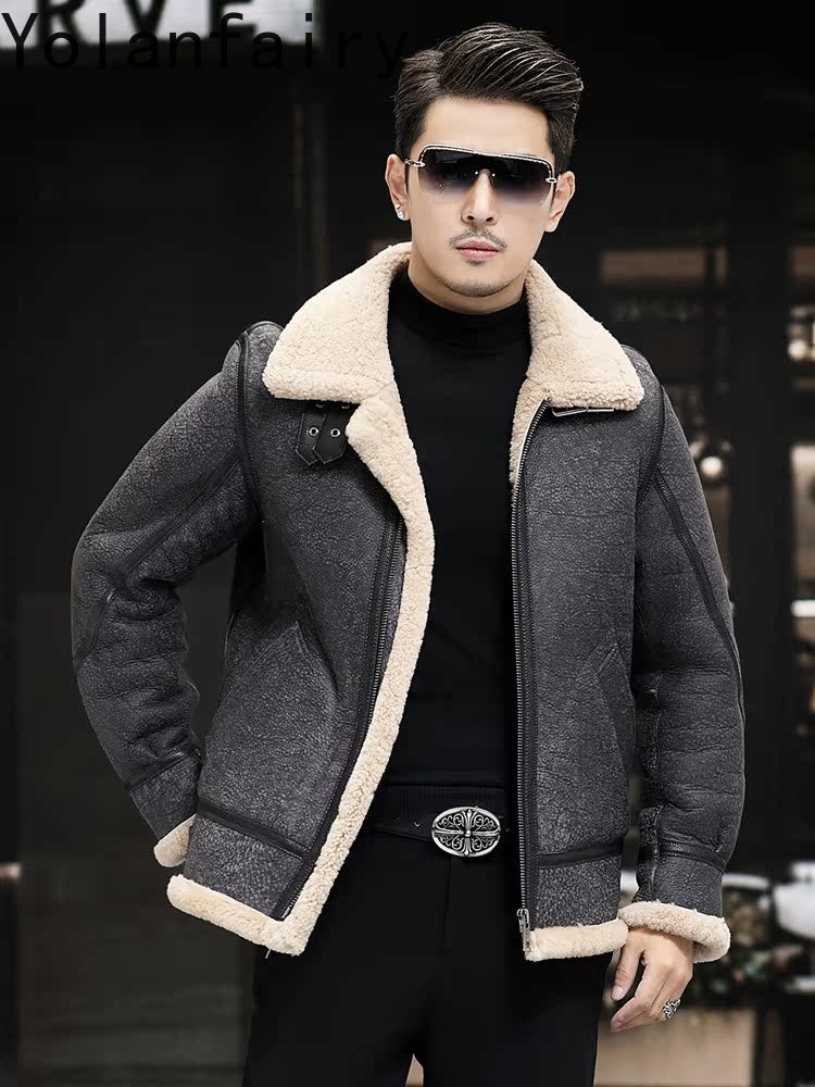 YOLANFAIRY Real Leather Jacket - Men'S Fashion Zipper Jacket recensione e prezzo