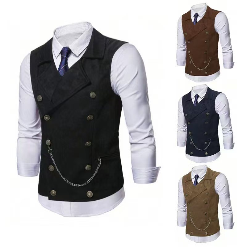 Men's Double Breasted Vest wit - Formal Waistcoat Vest recensione e prezzo