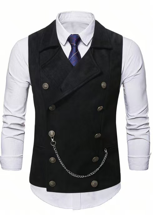 Men's Double Breasted Vest wit - Formal Waistcoat Vest recensione e prezzo