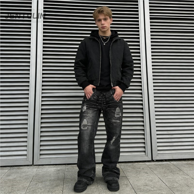 Y2K Retro Jeans Damaged Washed - Men'S Fashion Jeans And Boots recensione e prezzo