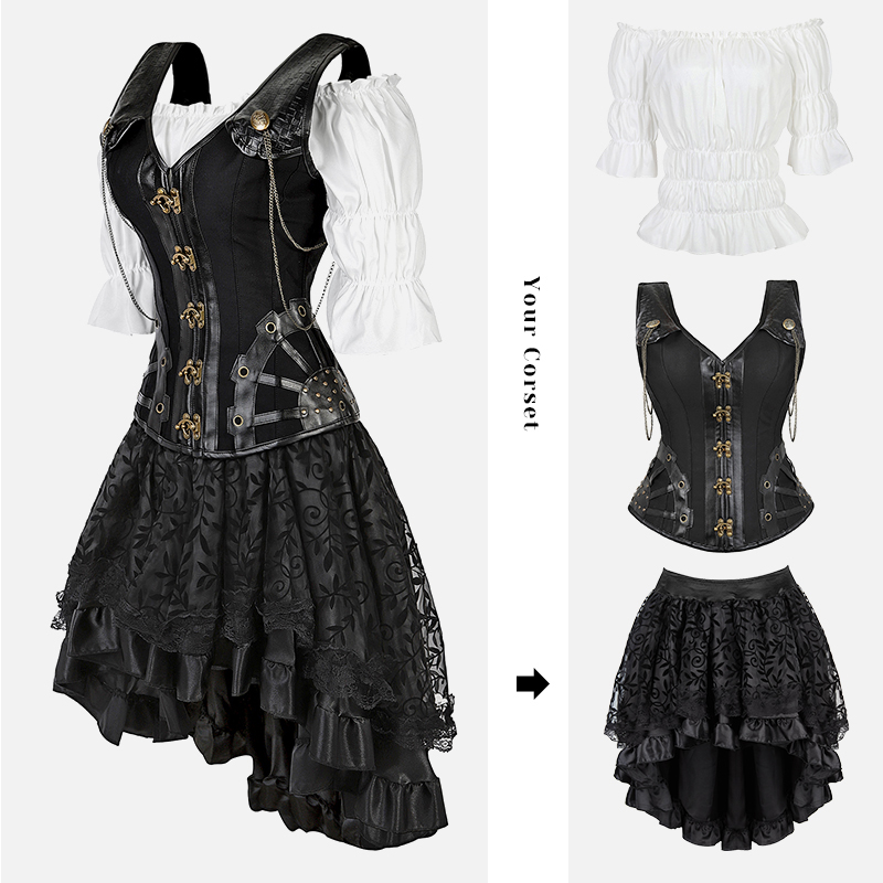 Steampunk Corset Dress Black G - Formal Waistcoat Vest recensione e prezzo