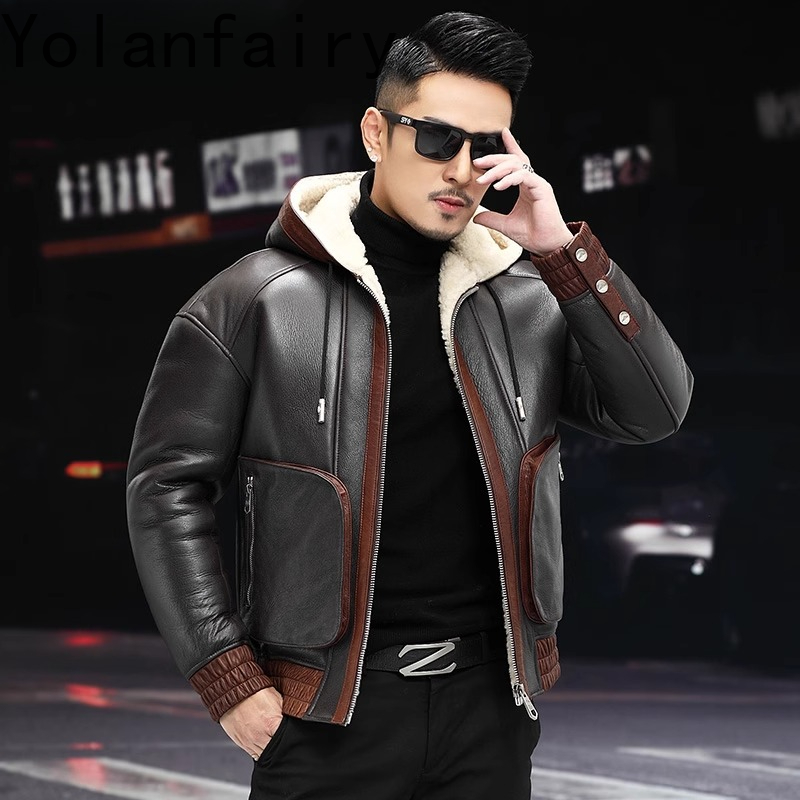 YOLANFAIRY Natural Wool Fur Co - Men'S Fashion Zipper Jacket recensione e prezzo