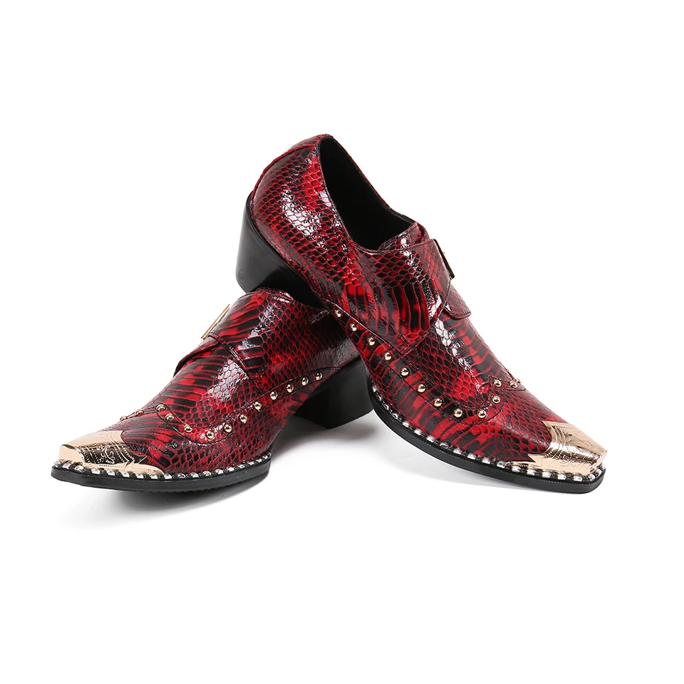 Men's Red Snakeskin Studded Bu - Men'S Fashion For Wedding recensione e prezzo
