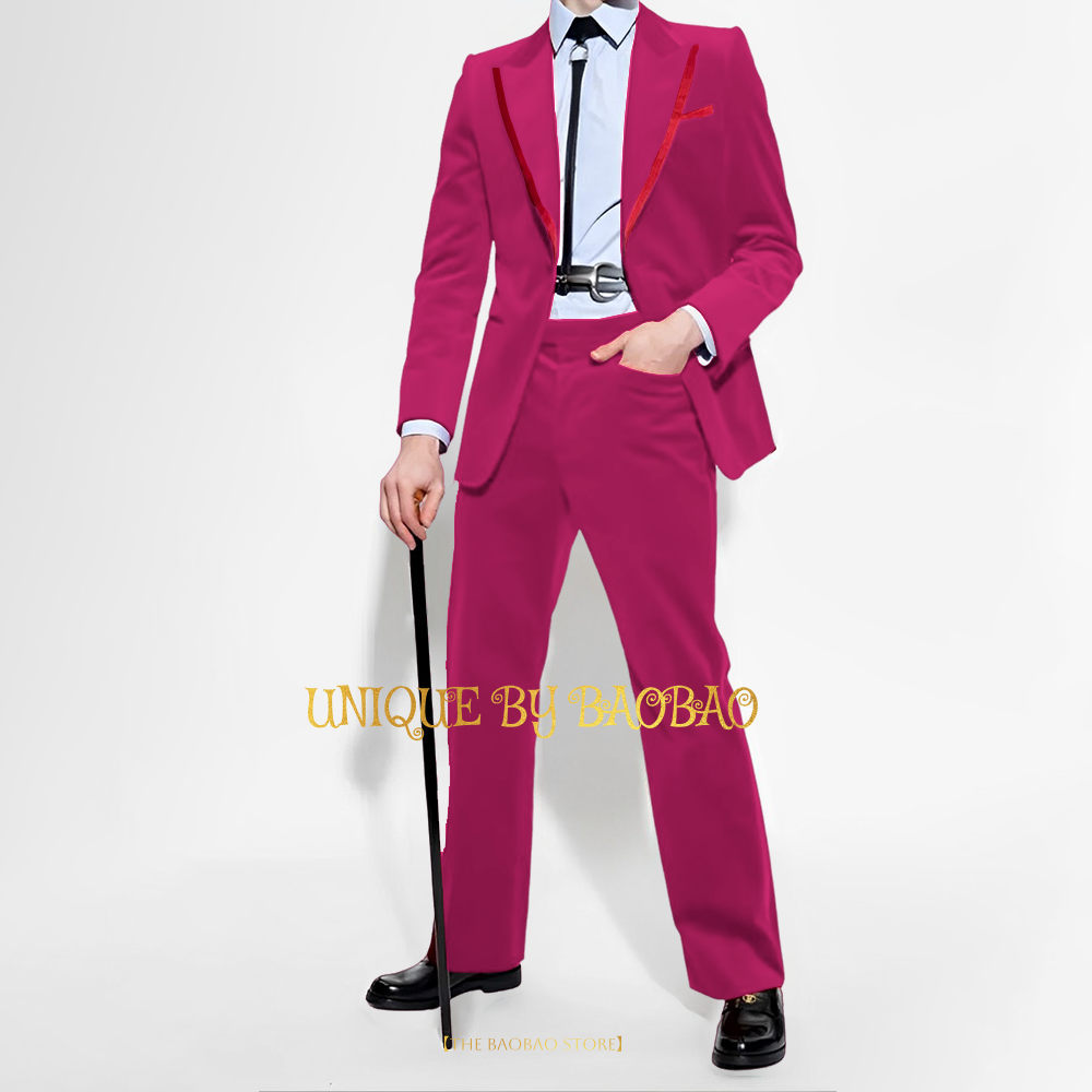 Men's Red Velvet 2 Piece Suit  - Men'S Fashion Xmas Party recensione e prezzo
