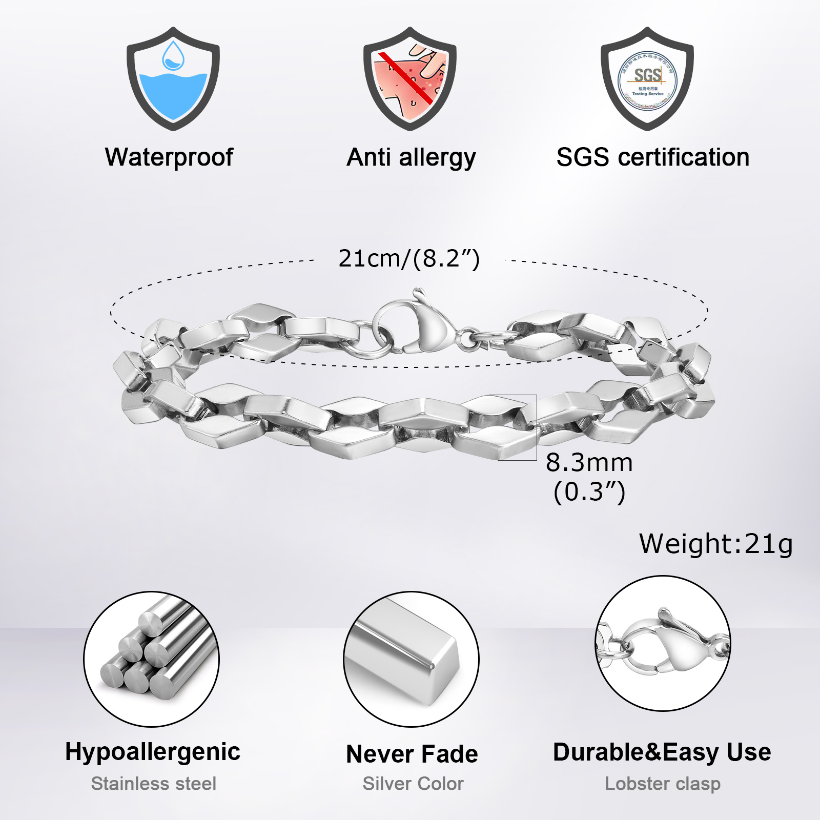 Vnox Simple Rhombus Link Chain - Mens Fashion In 1980S recensione e prezzo