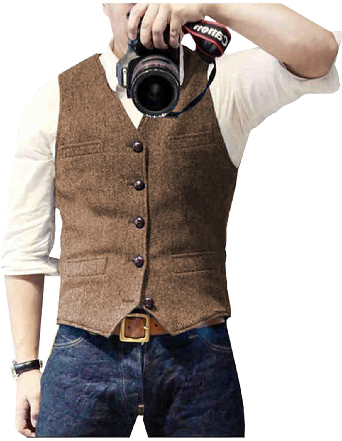 Men's Suit Vest V Neck Wool He - Formal Waistcoat Vest recensione e prezzo