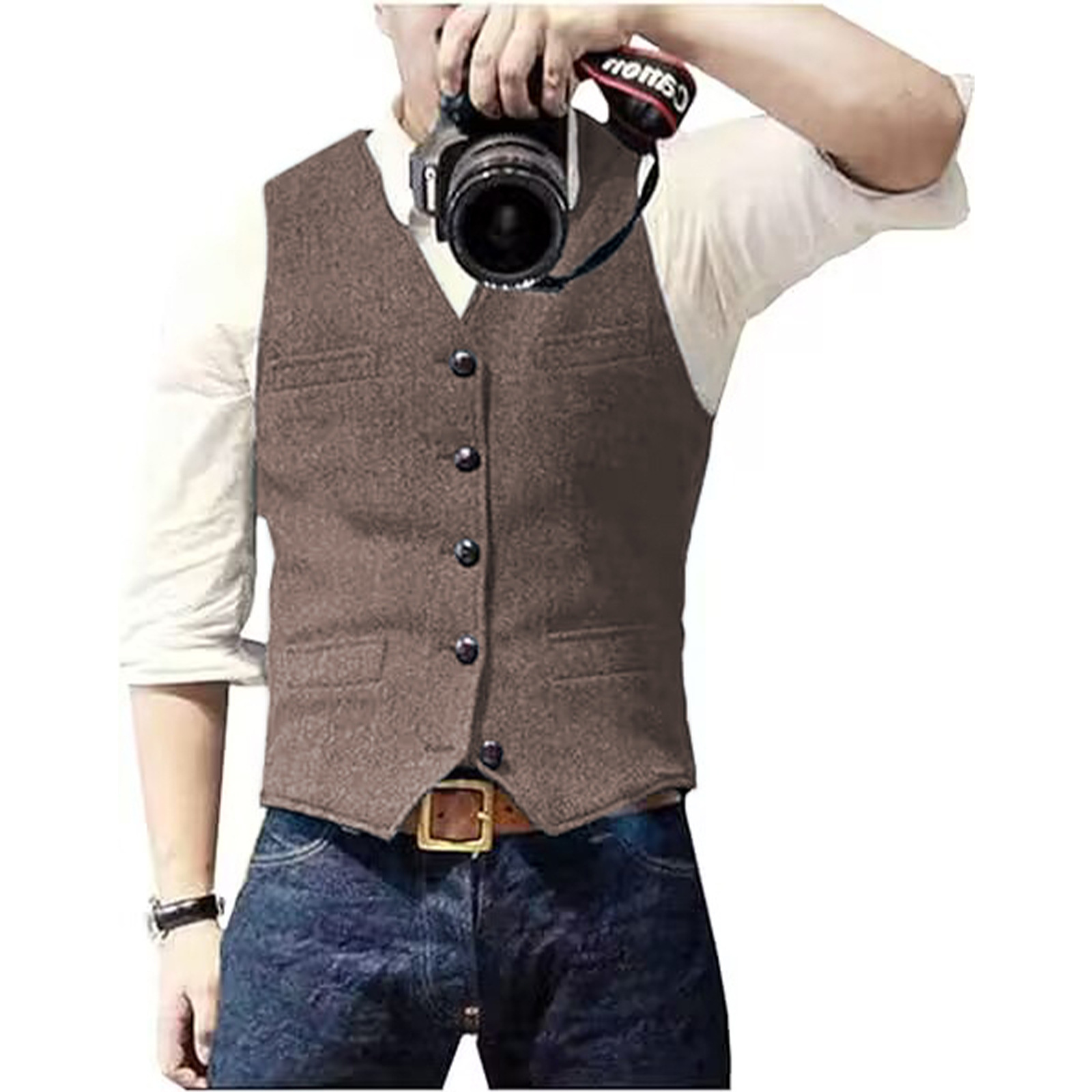 Men's Suit Vest V Neck Wool He - Formal Waistcoat Vest recensione e prezzo