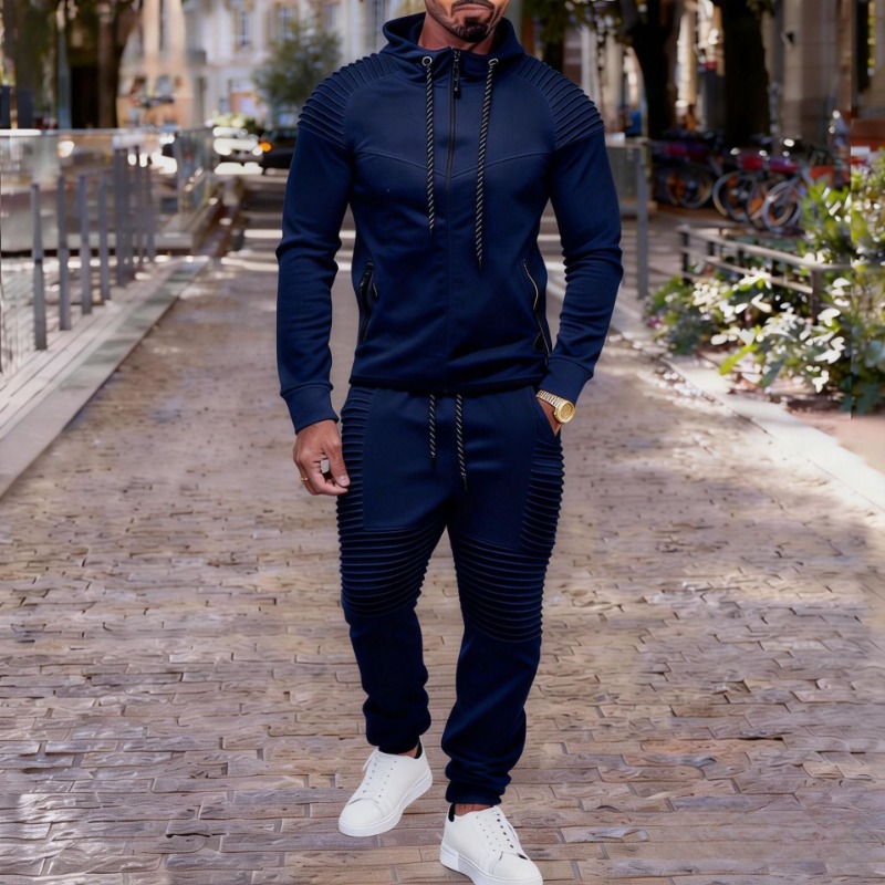 Men's Pleated Detail Full Zip  - Jogger Sweatpants Men recensione e prezzo