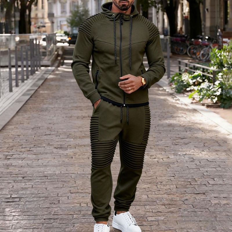Men's Pleated Detail Full Zip  - Jogger Sweatpants Men recensione e prezzo