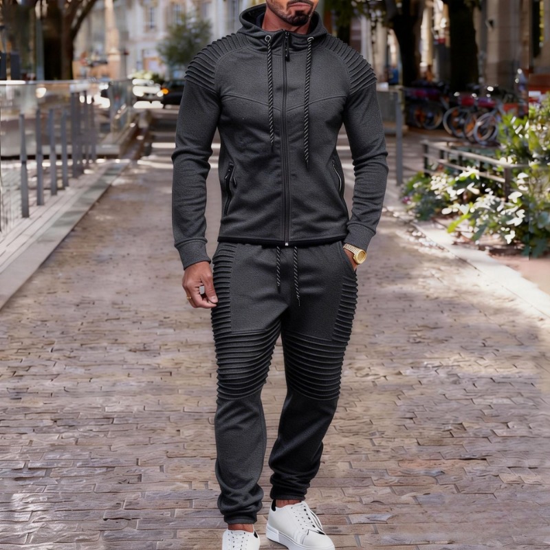Men's Pleated Detail Full Zip  - Jogger Sweatpants Men recensione e prezzo