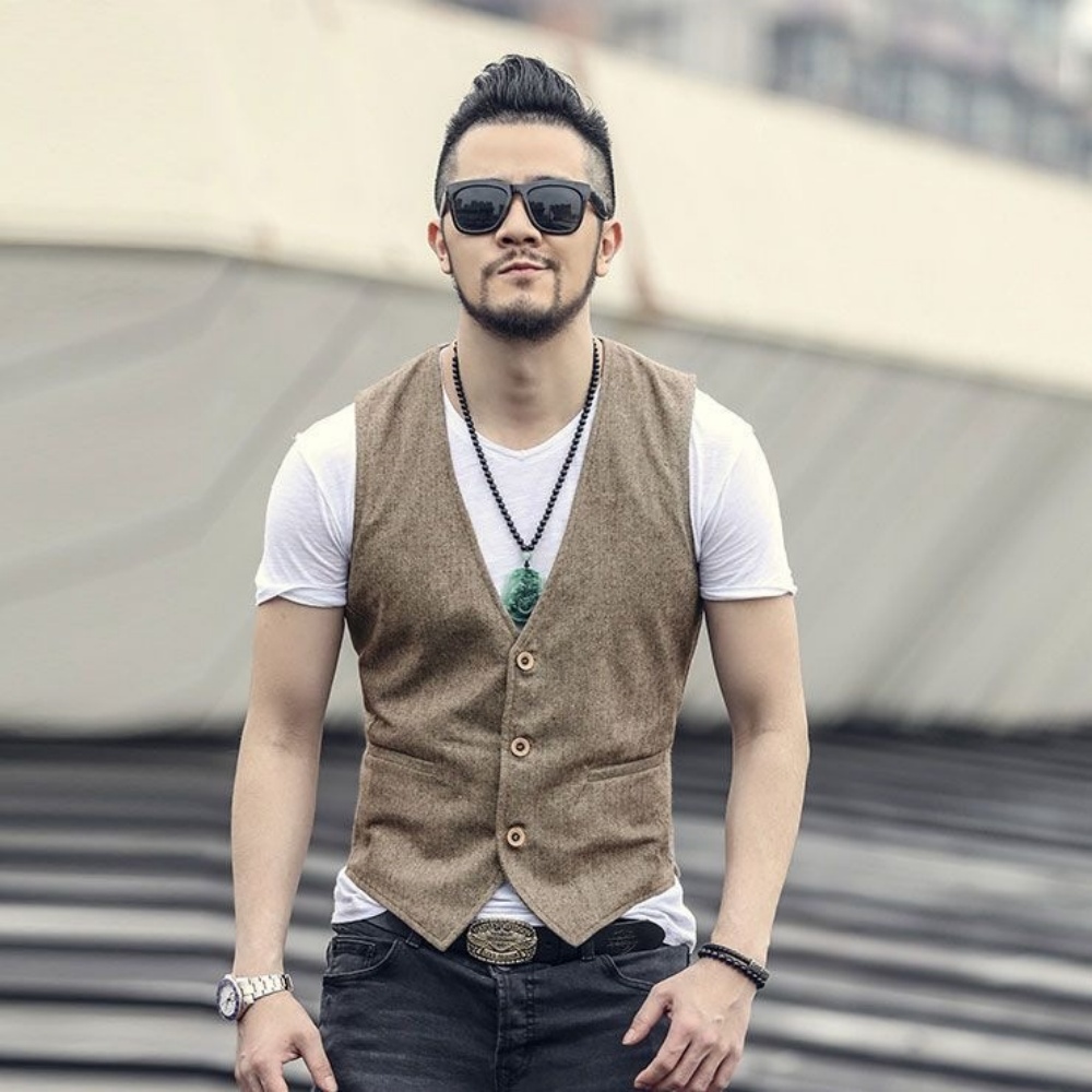 V Neck Men's Linen Vest Single - Formal Waistcoat Vest recensione e prezzo