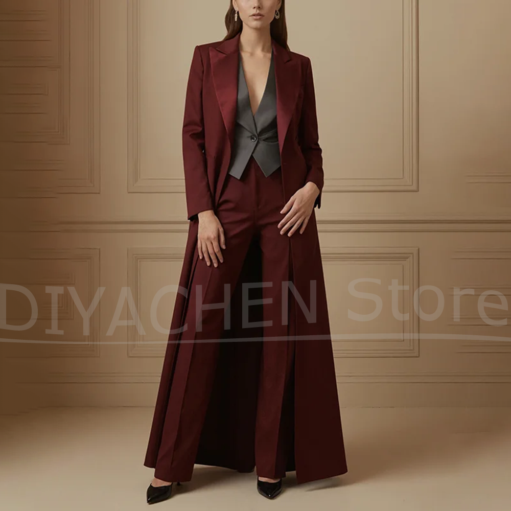 Women's Suit Set Burgundy Long - Formal Waistcoat Vest recensione e prezzo