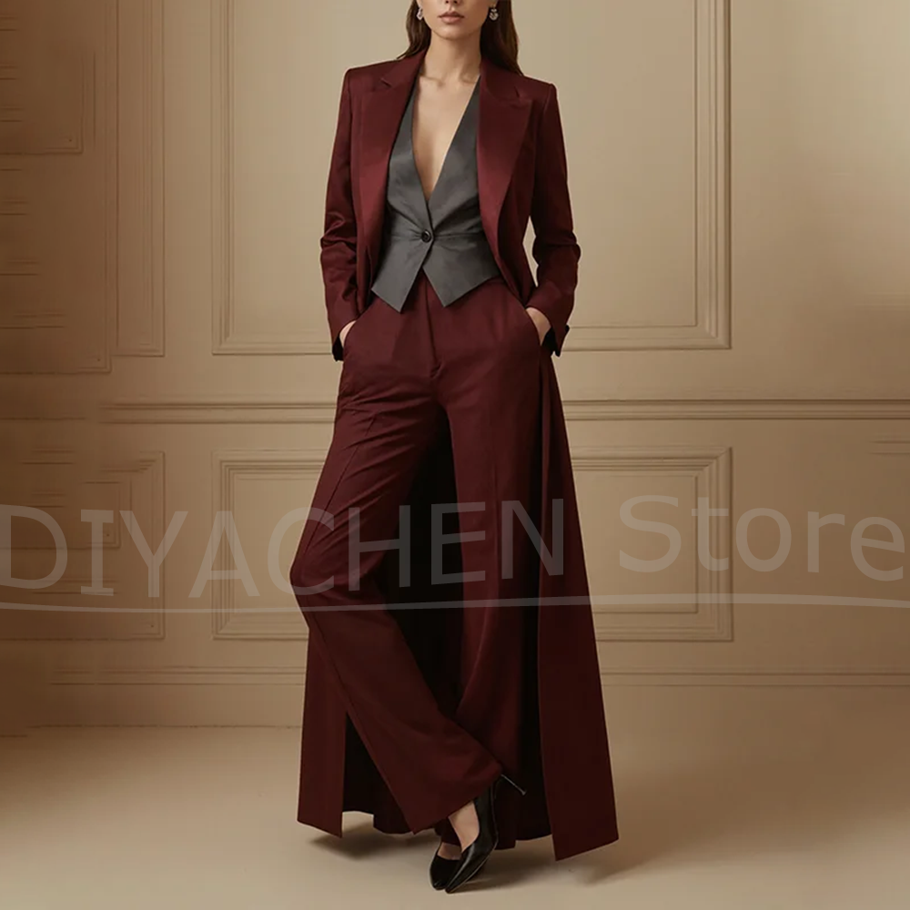Women's Suit Set Burgundy Long - Formal Waistcoat Vest recensione e prezzo
