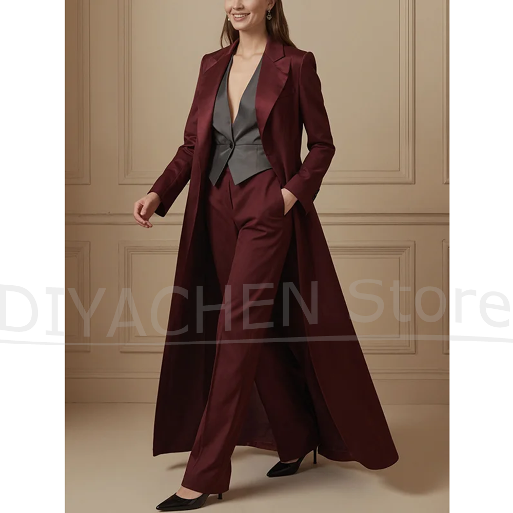 Women's Suit Set Burgundy Long - Formal Waistcoat Vest recensione e prezzo