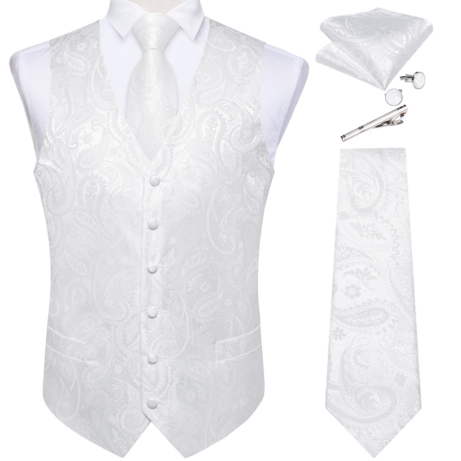 Pure White Wedding Vest for Ma - Formal Waistcoat Vest recensione e prezzo