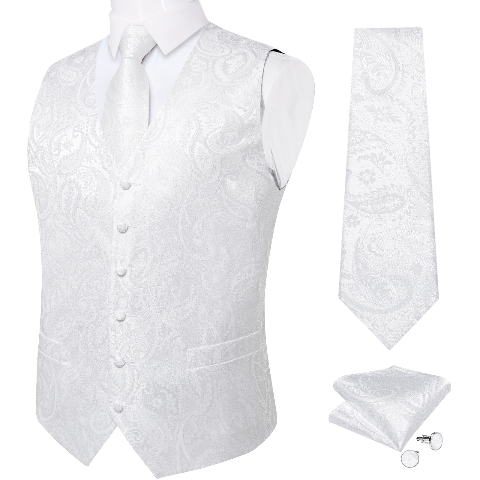 Pure White Wedding Vest for Ma - Formal Waistcoat Vest recensione e prezzo