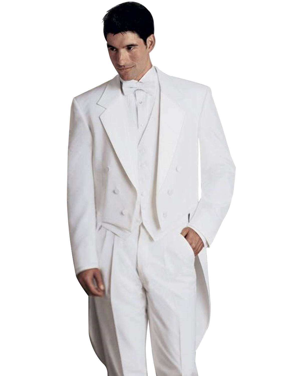 White Men's 3 Pieces Tailcoat  - Formal Waistcoat Vest recensione e prezzo