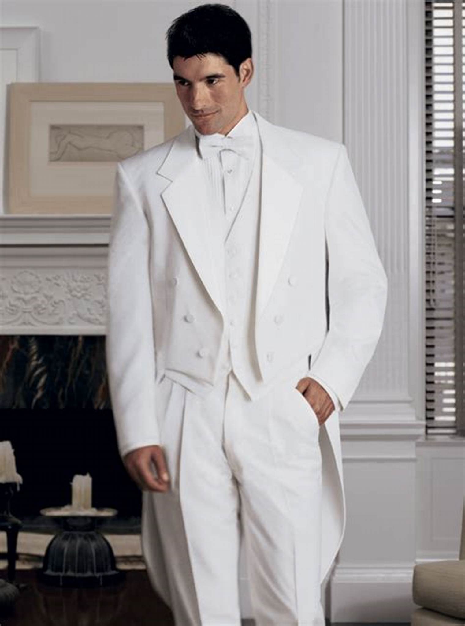 White Men's 3 Pieces Tailcoat  - Formal Waistcoat Vest recensione e prezzo