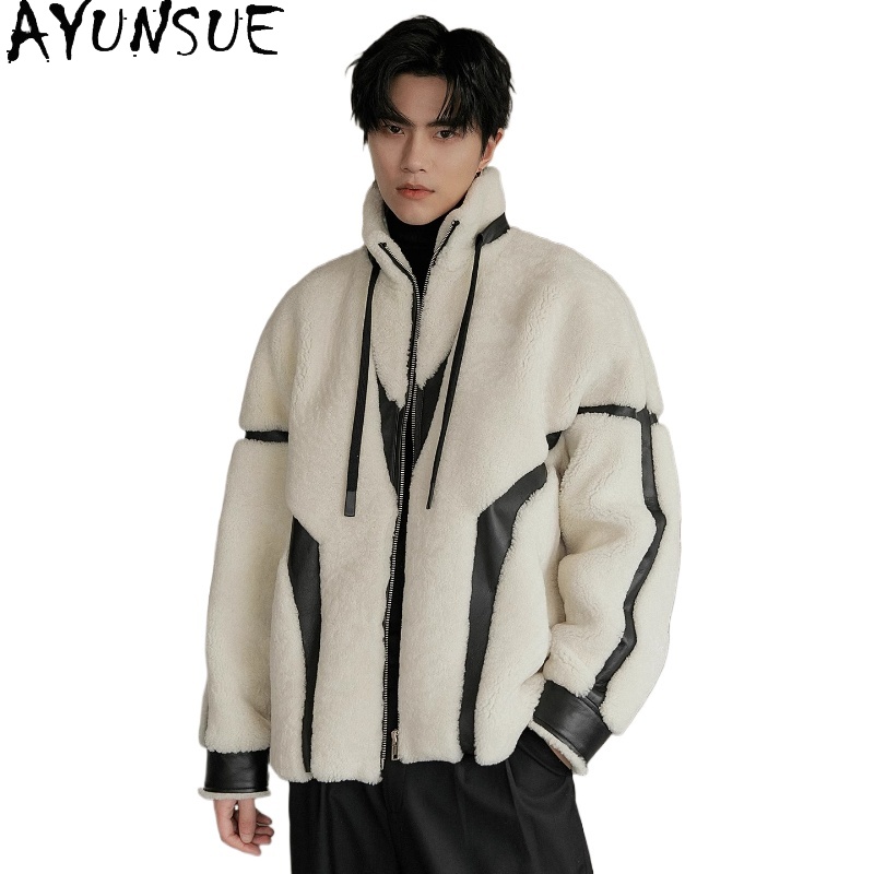 AYUNSUE Luxury Natural Fur Coa - Men'S Fashion Zipper Jacket recensione e prezzo