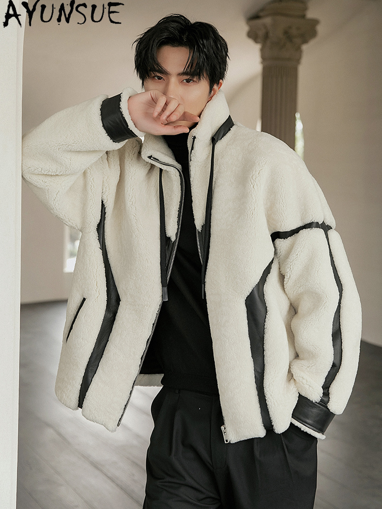 AYUNSUE Luxury Natural Fur Coa - Men'S Fashion Zipper Jacket recensione e prezzo