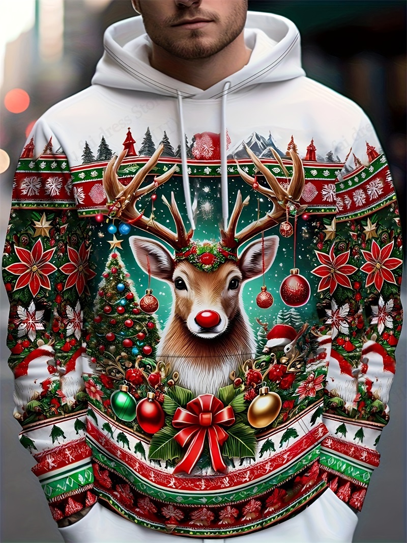 3d Print Santa Claus Elk Hoodi - Men'S Fashion Xmas Party recensione e prezzo