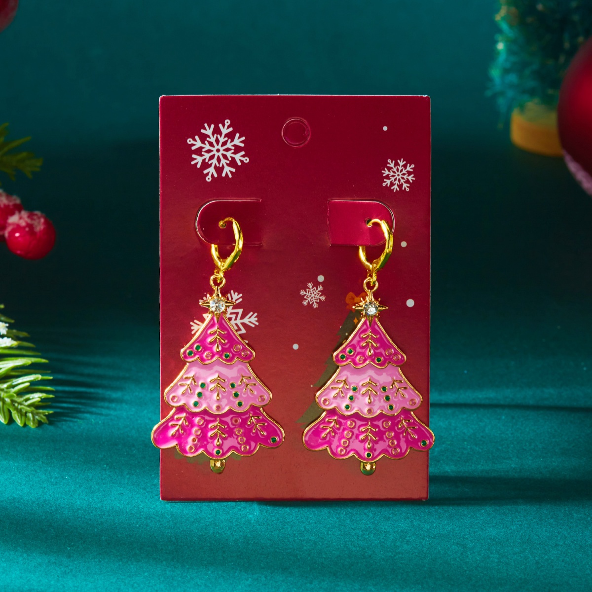 Christmas Earrings Pink Enamel - Men'S Fashion Xmas Party recensione e prezzo
