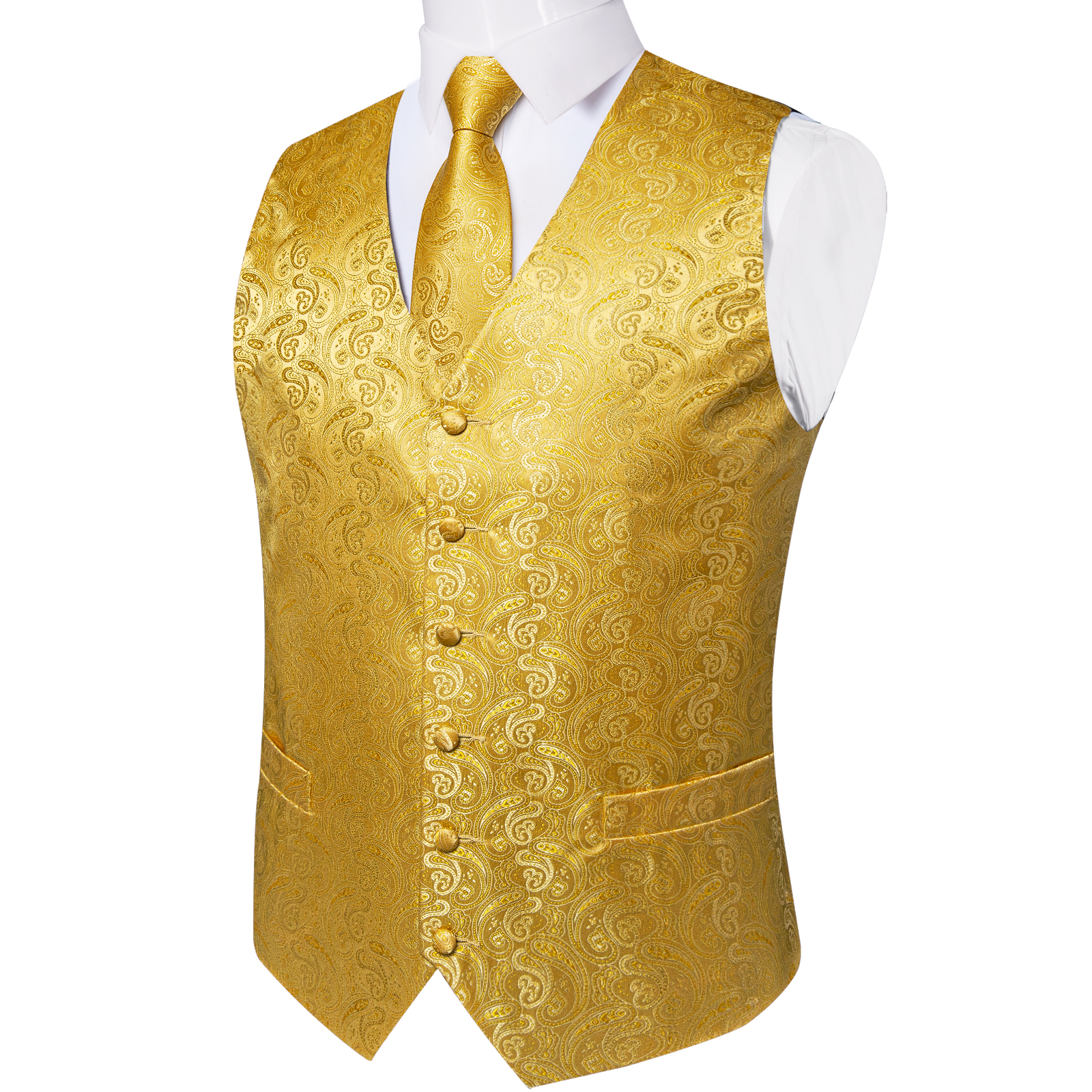 Luxury Paisley Gold Vest for M - Formal Waistcoat Vest recensione e prezzo