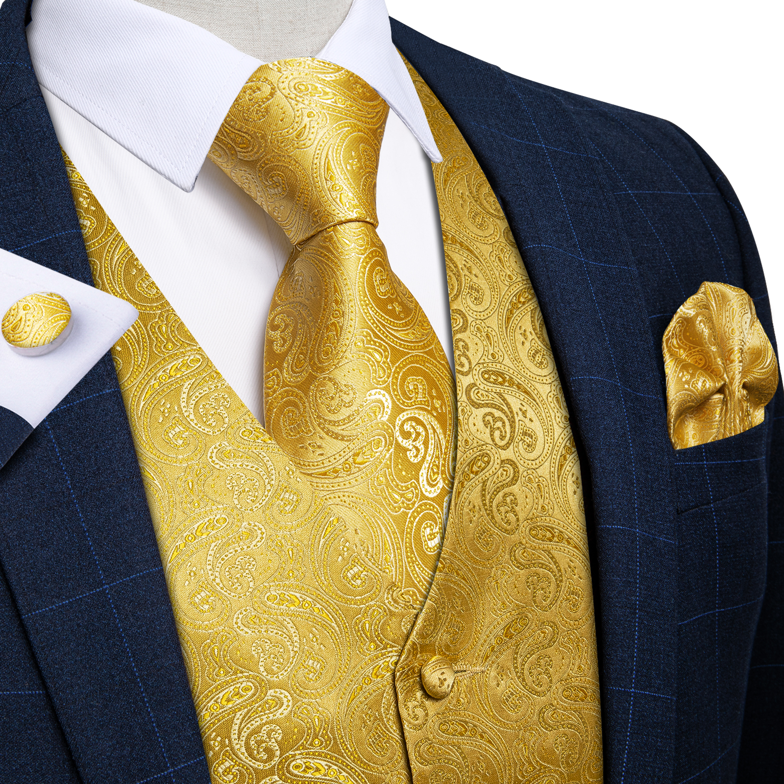 Luxury Paisley Gold Vest for M - Formal Waistcoat Vest recensione e prezzo